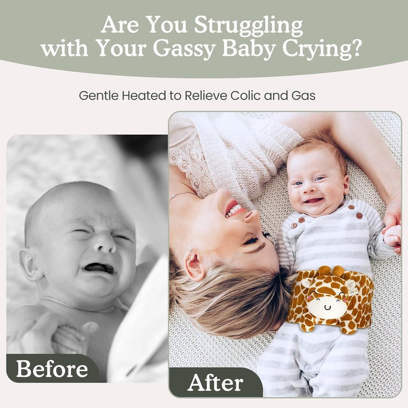 CUCOL Baby Colic and Gas Relief, Heated Tummy Wrap for Newborns Belly Relief by Soothing Warmth, Baby Heating Pad Swaddling Belt Relief & Soothe Gas, Colic and Upset Stomach for Newborn to Toddler (Giraffe) - Image 4